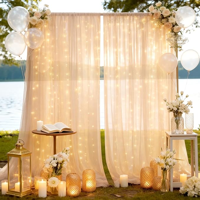 10×8ft Tulle Backdrop Curtains by Ledido