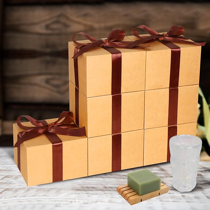 COTOPHER Small Gift Boxes 10 Pack 6x6x4 inches Brown Gift Boxes - Image 2