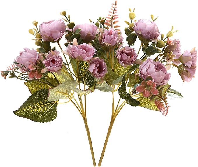 Artificial Flowers Vintage Fake Peony Flowers Silk Mini Plastic Peony Bridal by YoungJewl
