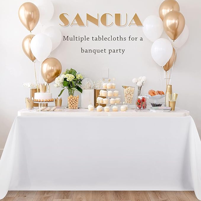 sancua 8 Pack White Tablecloth 90 x 132 Inch - Image 9