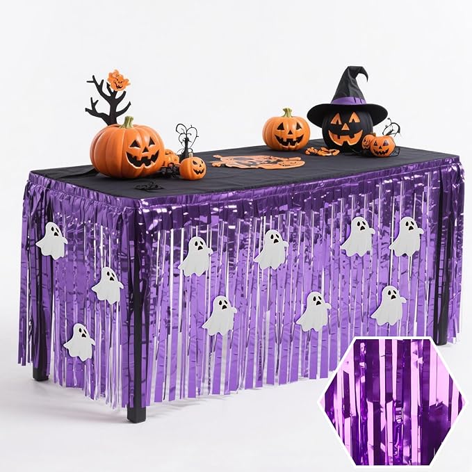 28x106 Inch Purple Sequin Tablecloth by Unknown
