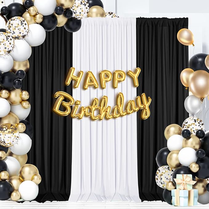 Sugargirl 10x10FT Black Backdrop Curtains Polyester Photo Backdrop Drapes - Image 4