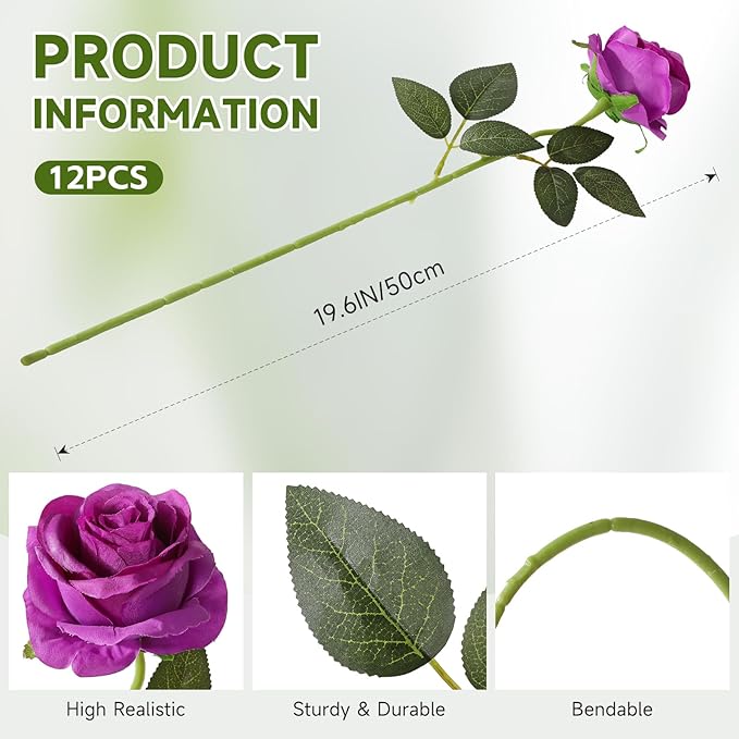 Tifuly Purple Roses Artificial Flowers - Image 2