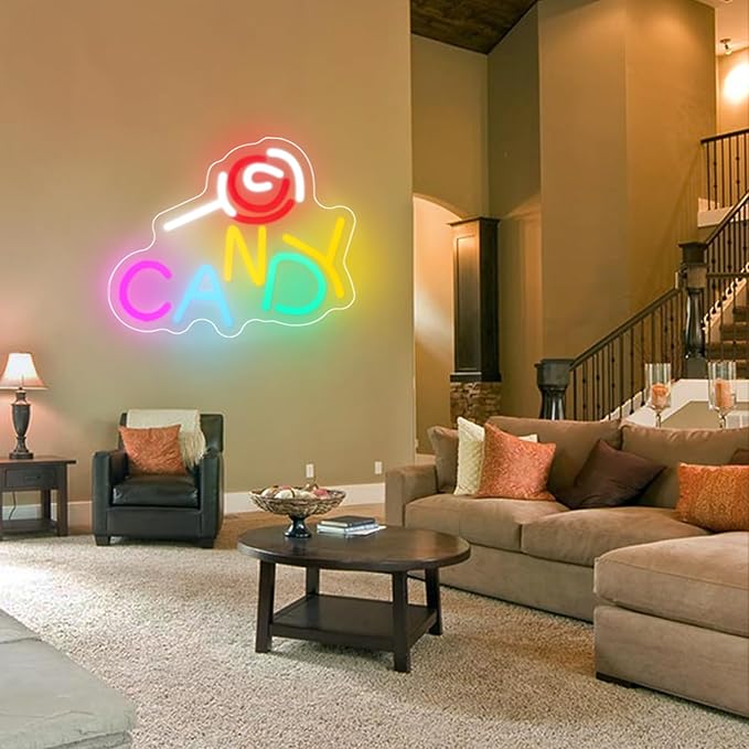 Candy Neon Sign Candy Bar Signs Candy Shop Neon Candy Sign Cherry Neon Sign - Image 5