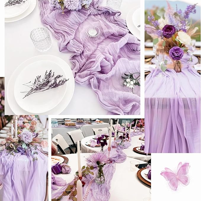 12 Pack Lilac Cheesecloth Table Runner 10FT Rustic Gauze Cheese Cloth Table - Image 6