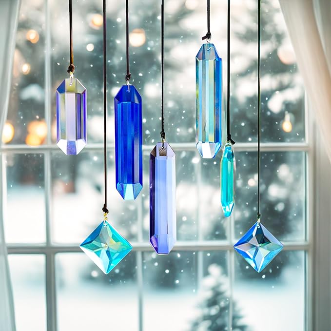 7 Pack Crystal Ornaments for Christmas Tree, Colorful Icicle Ornaments Crystal - Image 3