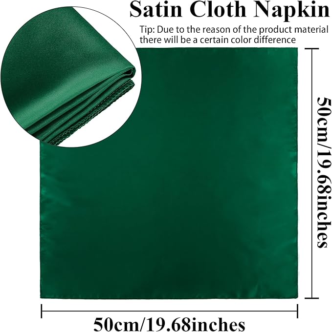 Aneco 12 Pieces Satin Napkin Square 20 x 20 Inches Dinner Napkins Weddings - Image 2