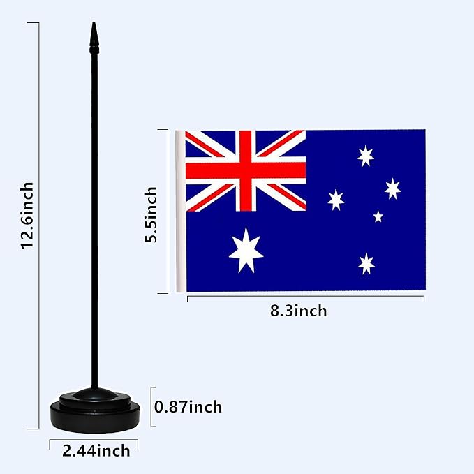 Australia Australian Deluxe Desk Flag Set Small Mini Miniature Australia - Image 3