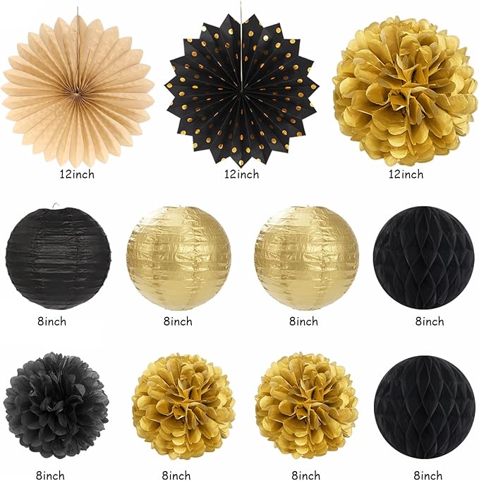 Black Gold Women-Men Birthday Party-decorations - Image 2