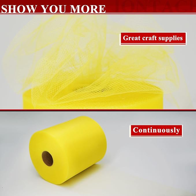 Yellow Tulle Fabric Rolls 6 Inch by 200 Yards Fabric Spool Tulle Ribbon - Image 3