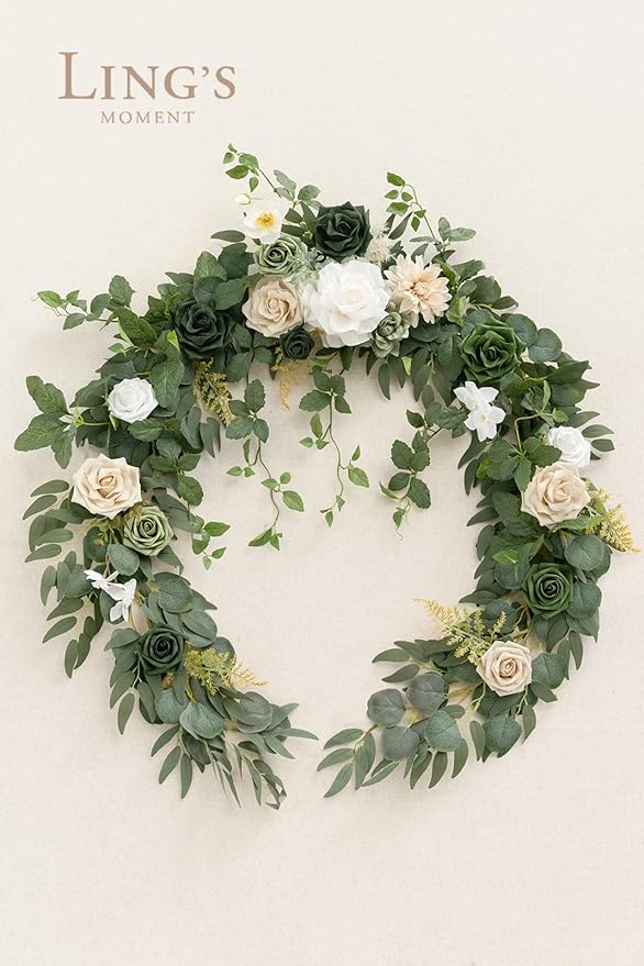 Ling's Moment Summer Green Flower Garland - 6FT Eucalyptus & Rose - Sweetheart - Image 4