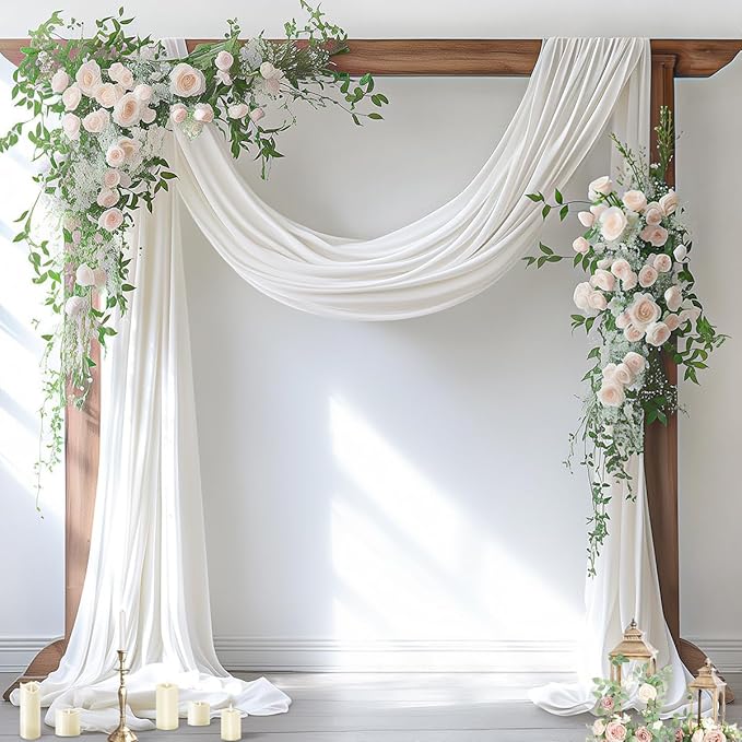 Socomi Wedding Arch Draping Fabric 3 Panels 29" x 19Ft Ivory Sheer Chiffon by Socomi