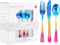 Supernal 120pcs Rainbow Plastic Silverware Set Colorful Party Utensils Blue by supernal