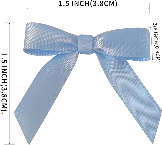 50pcs 1-1/2" Mini Light Blue Satin Ribbon Bows Without Twist Ties - Image 3