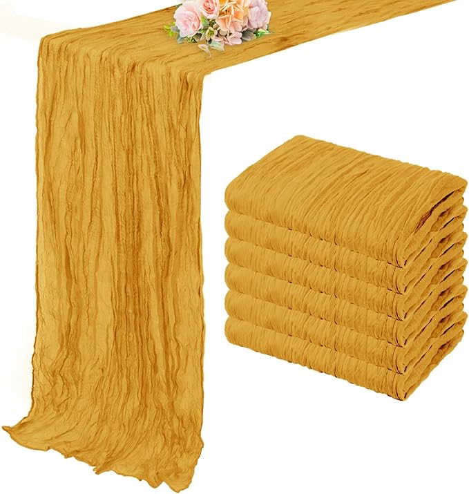 6 Pack Mustard 10FT Cheesecloth Table Runner Rustic Gauze Fabric Cheese Cloth by FoliafeelHome