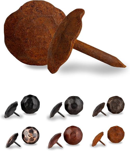 10 Pack 0.75" Round Head Iron Clavos Decorative Nails – Rusted – Handmade by BorderlandRusticHardware