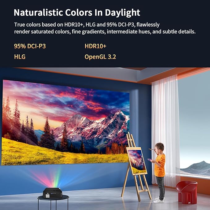 Ultra Bright 1800ANSI Lumens Smart Projector, NFC Casting Wireless, WiFi 6 - Image 3