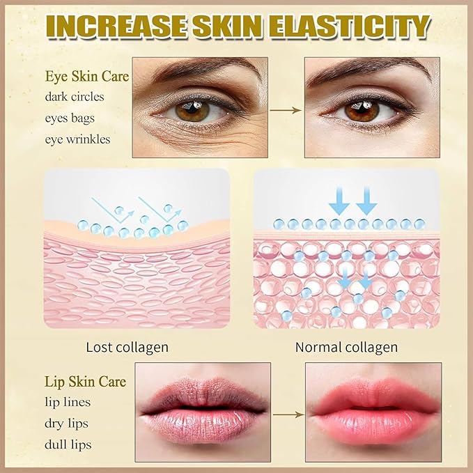 30 Pairs Lip Mask & Eye Mask, 24K Gold Crystal Gel Collagen Eye Patches - Image 8