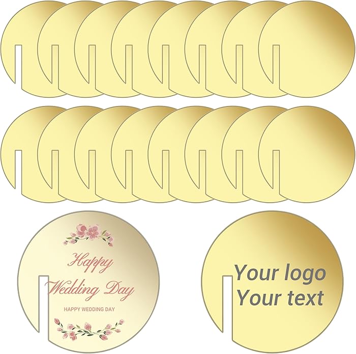 100 Pcs Wine Glass Name Tags, Personalized Wedding Drink Tags Reusable Circle by loolength