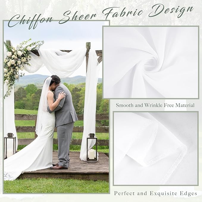 Wedding Arch Draping Fabric 8 Panels 20Ft Length x 28" Width White Arch Drapes - Image 4