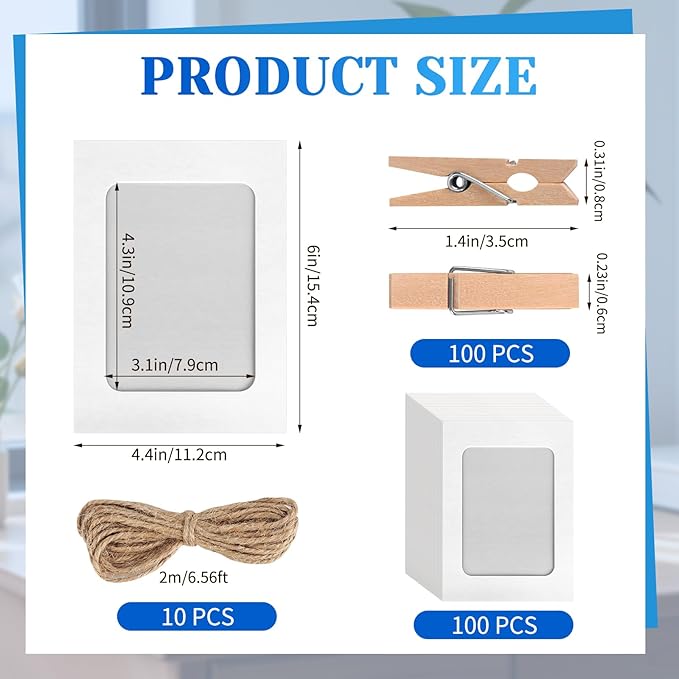 100 Pack Paper Picture Frames, 4x6 Inch Photo Strip Frame Hanging Photo Display - Image 2