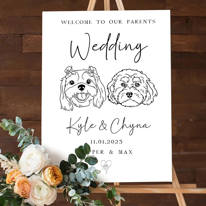 Personalized Pet Wedding Welcome Sign Using Pet Photo, Custom Dog Cat Welcome - Image 2