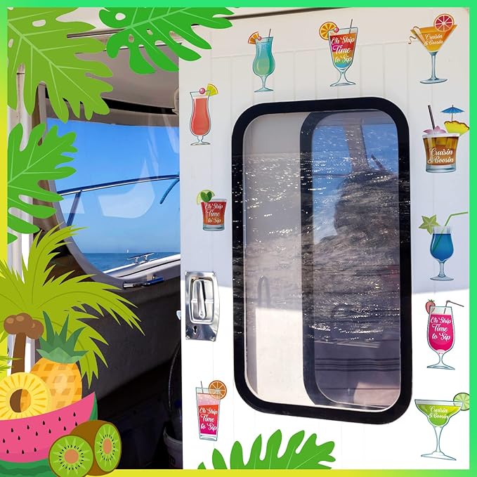 Xuhal 25 Pieces Tropical Drink Cruise Door Decorations Funny Magnetic Cruise - Image 6