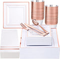 Festiva 350Pcs Rose Gold Plates and Napkins Party Supplies-Square White and by Festiva