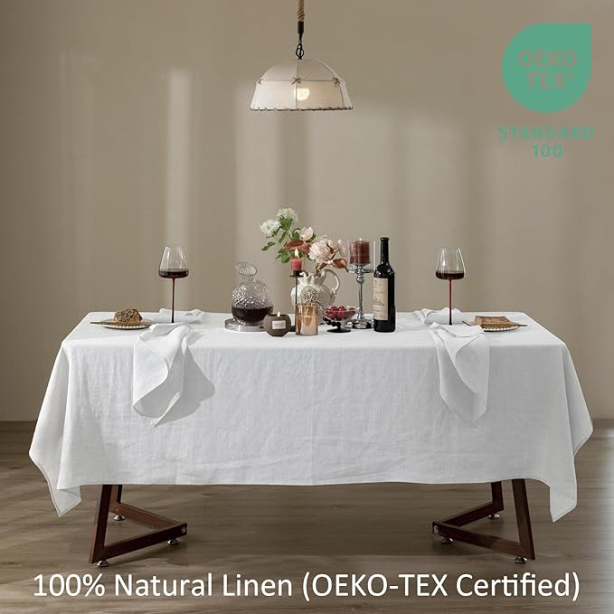 Talasily Linen Tablecloth 100% Pure Linen Table Cloth 60x120 Inches Rectangle - Image 2