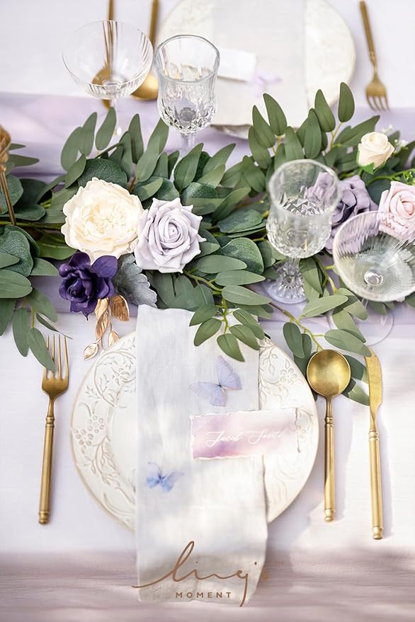 Ling's Moment Flower Garland - 6FT Eucalyptus & Rose - Sweetheart Table Decor - Image 4