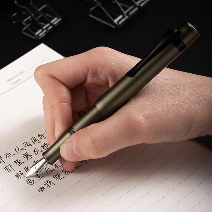Hongdian M2 Black Forest Mini Fountain Pen, Medium Nib & Sleek Shape Aluminium - Image 7