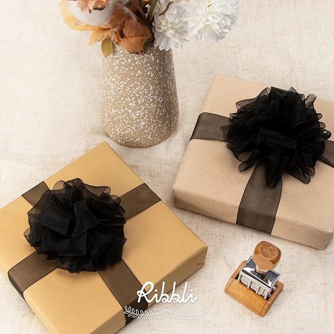 Ribbli Black Sheer Organza Ribbon, 1 Inches x Continuous 50 Yard Use - Image 3