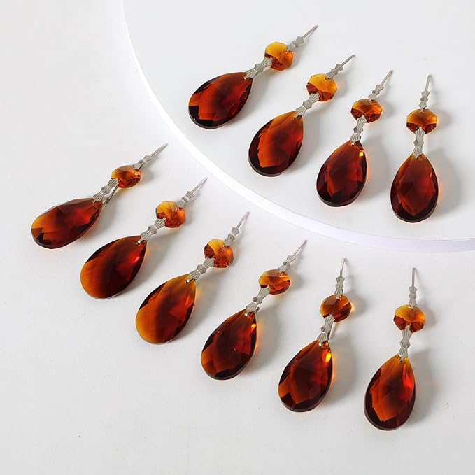 10pcs Crystal Prisms Chandelier Amber Ornament Pendants Rainbow Maker 38mm Drop - Image 4