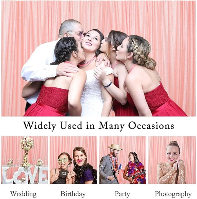 ShinyBeauty 4x7FT Sequin Backdrop Baby Pink| Glitter Fabric - Image 5