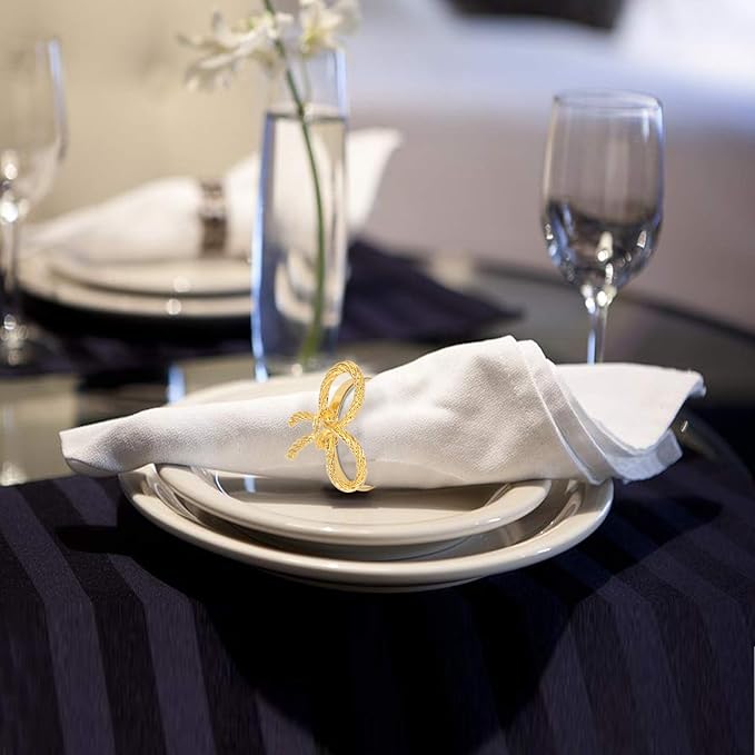 Pack of 6 Napkin Rings Alloy Hollow Out Flower Napkin Holder Dinning Table - Image 2