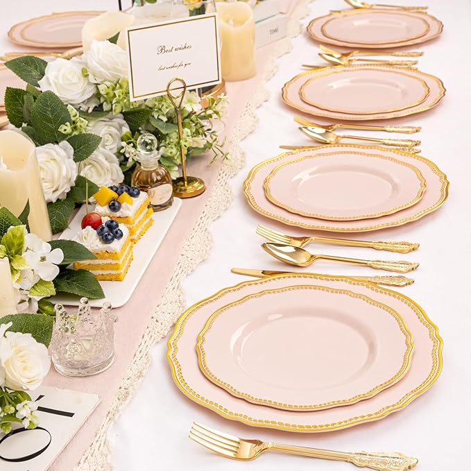 Hioasis 60pcs Pink Plastic Plates - Image 9