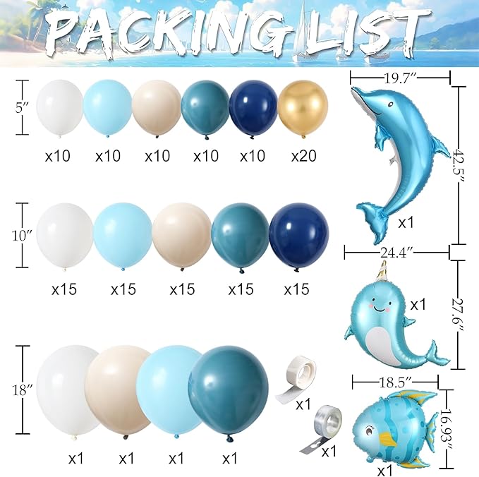 Nautical Balloon Arch Kit, Dolphin Foil Balloons - Image 2