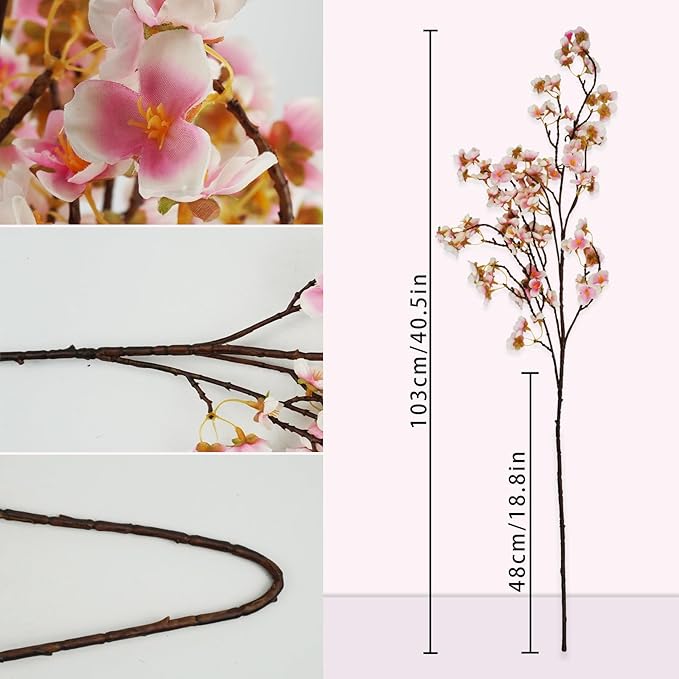 Uieke Silk Cherry Blossom Branches, 40.5in Artificial Cherry Blossom Flowers - Image 5