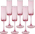 6 Pieces Pink Champagne Flutes 6 OZ Straight Sided Wine Glasses Champagne Long by Unknown