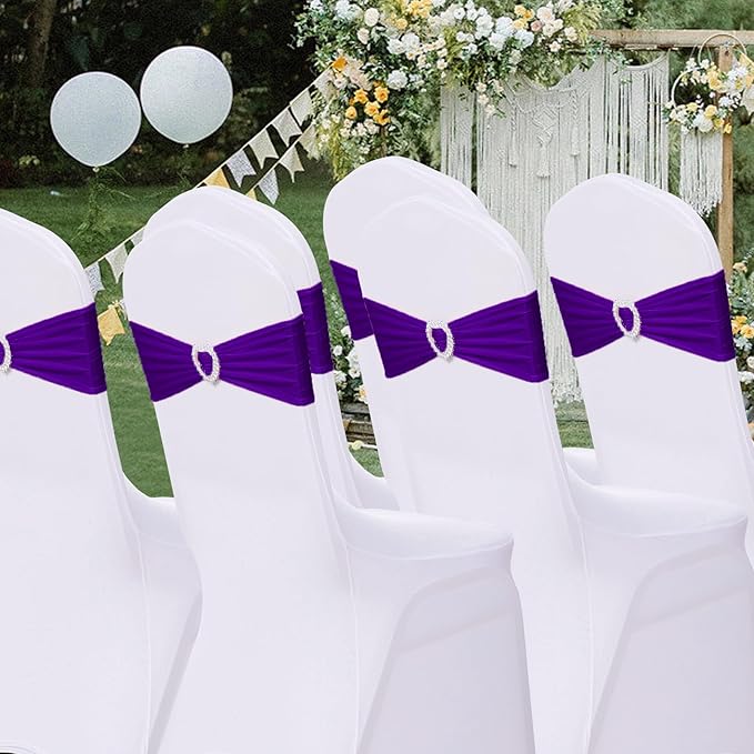 Howhic Pack of 30 Spandex Chair Sashes Bows Stretch Chair Cover Band - Image 7