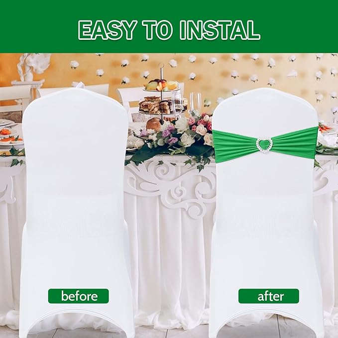 Howhic Pack of 120 Spandex Chair Sashes Bows Stretch Chair Cover Band - Image 4