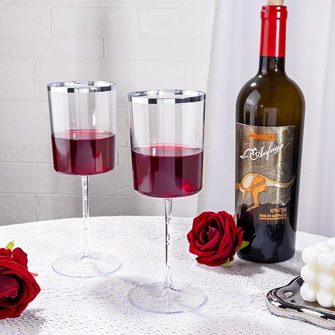 Ciaell 12 Pack Plastic Wine Glasses - 10 Oz Plastic Wine Glasses - Square - Image 6