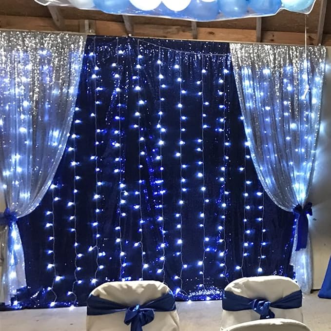 Poise3EHome 6FT x 8FT Navy Blue Sequin Photography Backdrop Curtain - Image 3