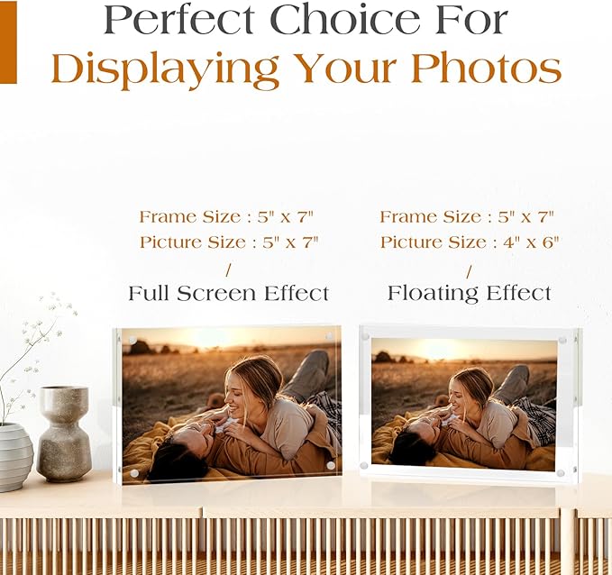 TWING 5 x 7 Inch 3 Pack Acrylic Photo Frame Horizontal Magnet Double Sided - Image 4