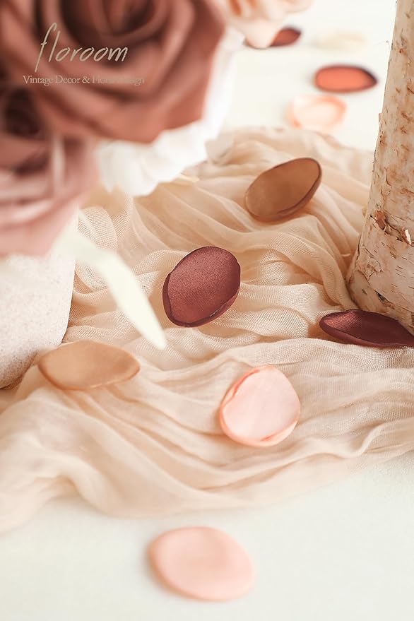 Floroom 300pcs Rose Petals Earth Tones Brown Faux Silk Flower Petals - Image 3