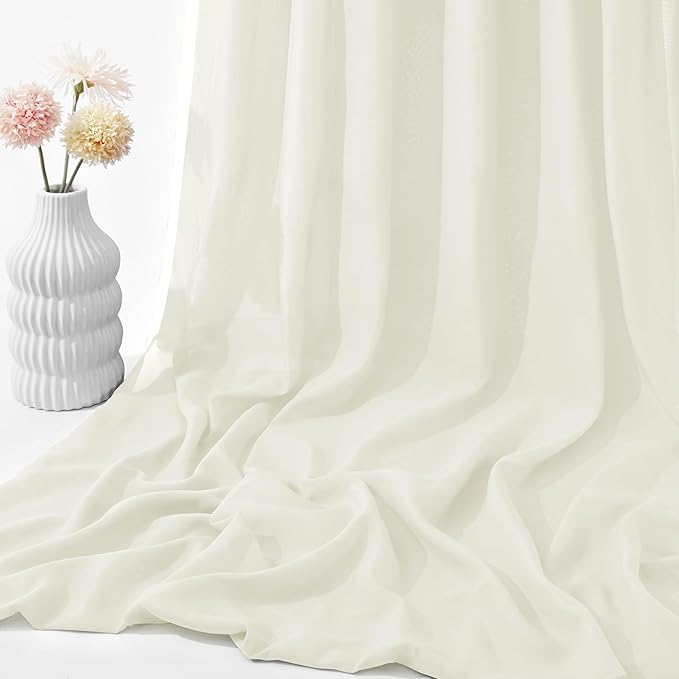 VACVELT Wedding Arch Draping Fabric, Ivory Chiffon, 2 Panels Sheer Drapes - Image 7