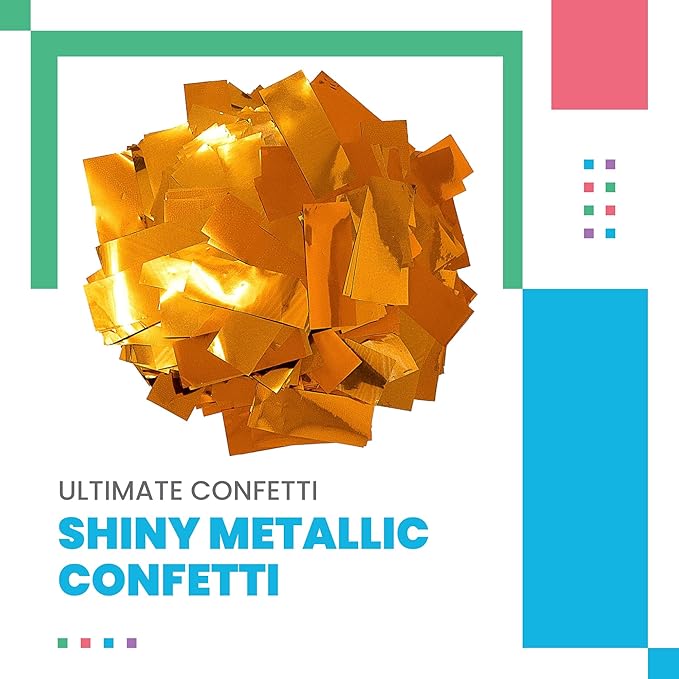 Ultimate Confetti, Rectangular Orange Mylar Shiny Foil Metallic Confetti - Image 2