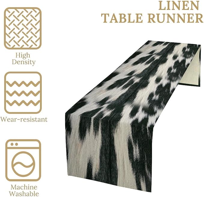 Rustic Cow Skin Print Table Runner, Country Farm Animal Fur Skin Pattern - Image 5