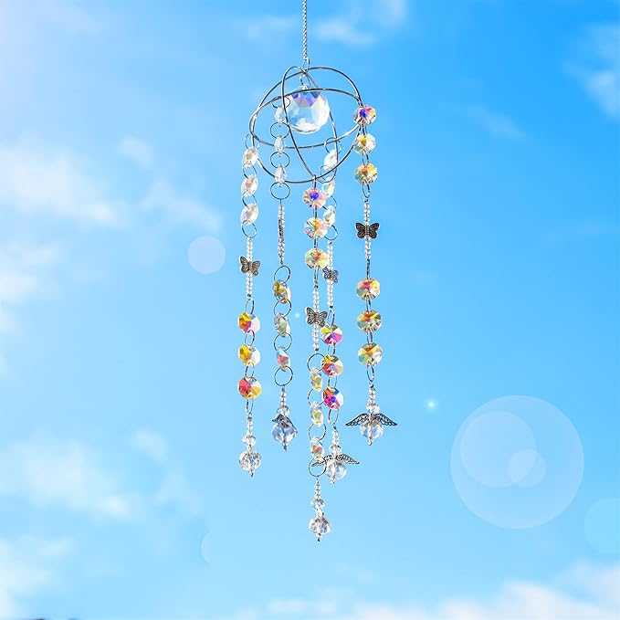 Garden Suncatcher Crystal Pendant Round Shaped Glass Prisms Beads Chain Hanging - Image 5