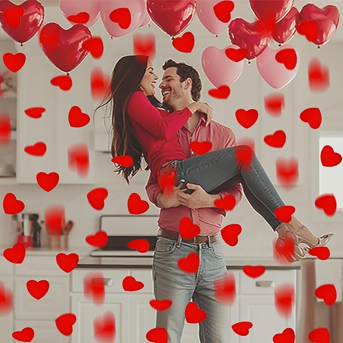 Red Heart Confetti – Shiny Foil Heart Table Scatter - Image 6